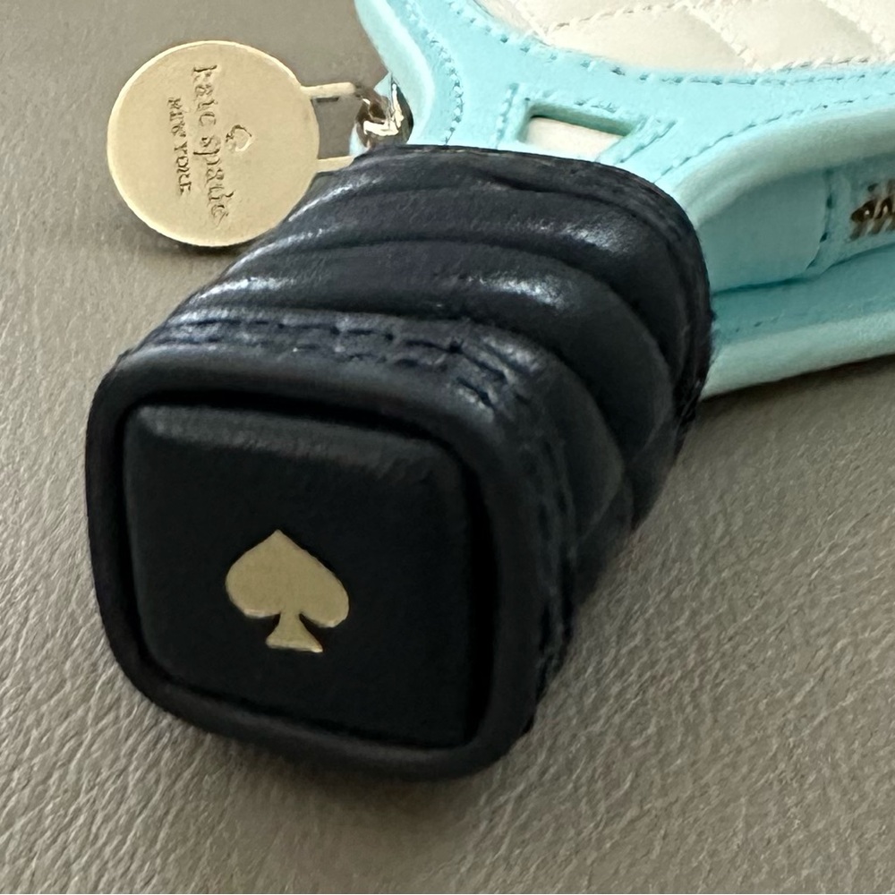 NEW KATE SPADE TENNIS RACKET COLLECTIBLE QUILT LEATHER COIN PURSE KEY BAG CHARM - Picture 6 of 9